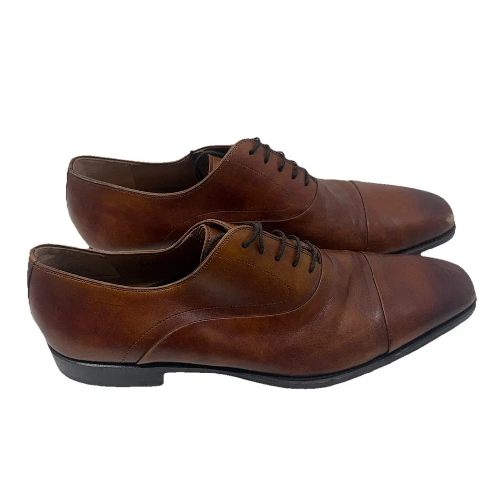 Magnanni Merrion Cognac Brown Leather Derby Dress Shoes Men's Size 11.5